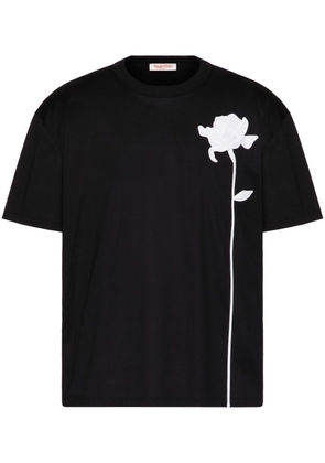Valentino Garavani flower-appliqué cotton T-shirt - Black