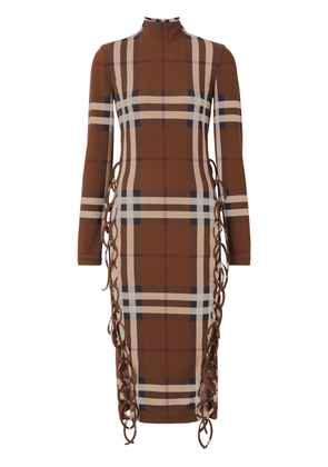Burberry check-print side-tie midi dress - Brown