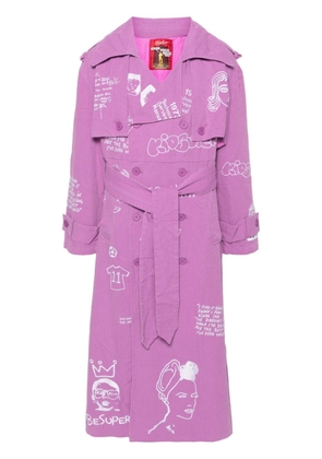 KidSuper embroidered cotton trench coat - Purple