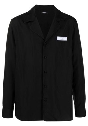 Balmain logo-patch long sleeve shirt - Black