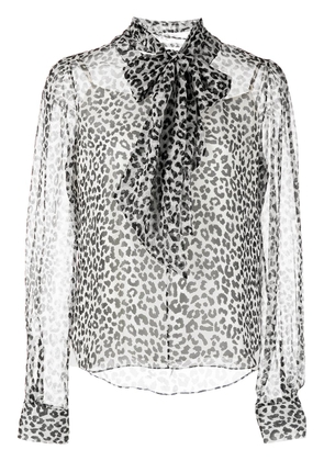 Adam Lippes leopard-print pussybow blouse - Black
