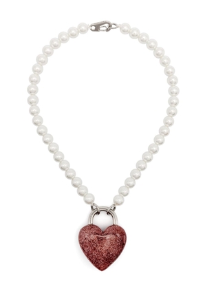 Bimba y Lola heart-pendant pearl necklace - White