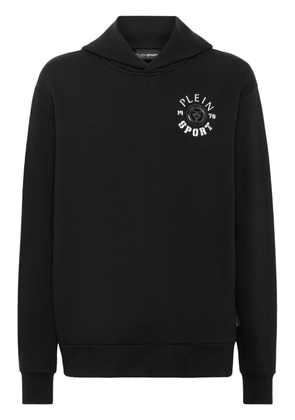 Plein Sport logo-print cotton-blend hoodie - Black