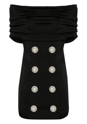 Balmain off-shoulder draped minidress - Black