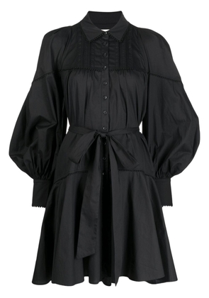 Marchesa Rosa Disa cotton belted-waist minidress - Black