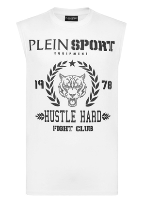 Plein Sport logo-print cotton tank top - White