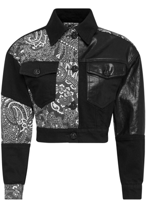 Philipp Plein paisley-print denim cropped jacket - Black