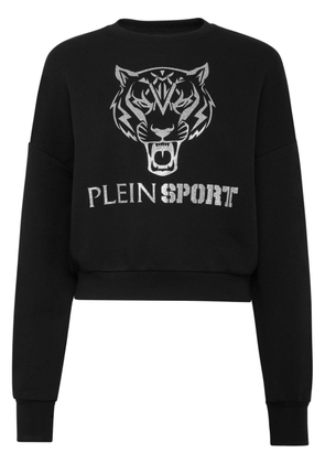 Plein Sport tiger-print cropped sweatshirt - Black