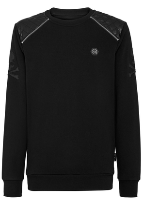 Philipp Plein logo-appliqué panelled sweatshirt - Black