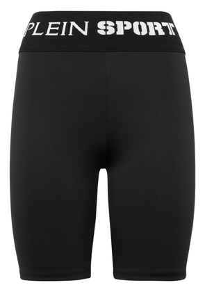 Plein Sport logo-waistband jogging cycling shorts - Black