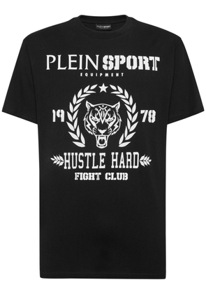 Plein Sport logo-print cotton polo shirt - Black