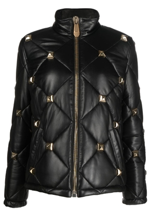 Philipp Plein studded leather puffer jacket - Black