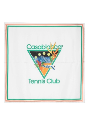 Casablanca Tennis Club silk scarf - White