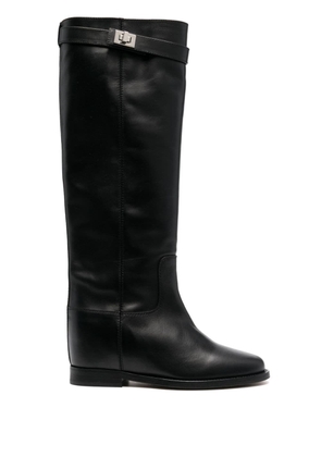 Via Roma 15 knee-length leather boots - Black