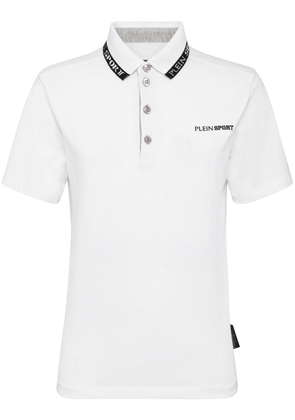 Plein Sport logo-print cotton polo shirt - White