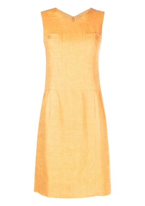 CHANEL Pre-Owned 1996 CC-buttons linen sleeveless dress - Orange