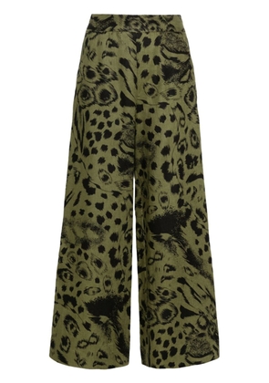 Bimba y Lola abstract-print linen trousers - Green