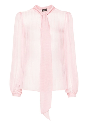 ETRO pussy-bow collar silk shirt - Pink