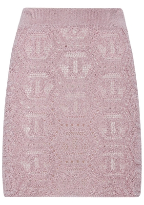 Philipp Plein monogram-pattern knitted miniskirt - Pink
