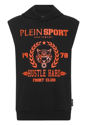 Plein Sport tiger-print sleeveless hoodie - Black