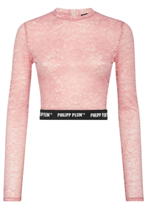 Philipp Plein chantilly-lace cropped top - Pink