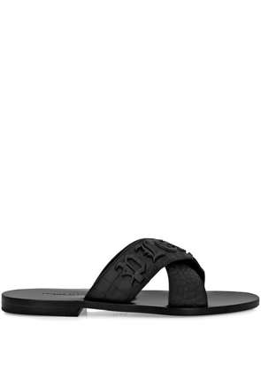 Philipp Plein crocodile-embossed leather sandals - Black