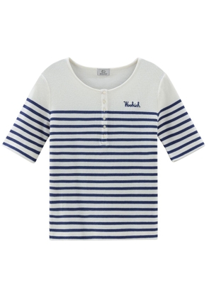 Woolrich logo-embroidered striped T-shirt - Blue
