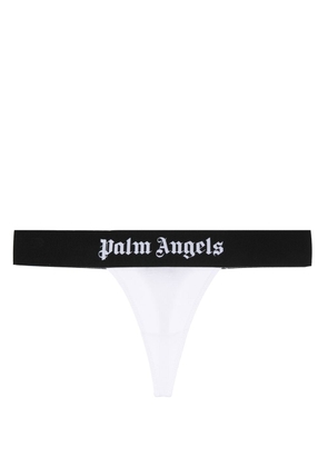 Palm Angels logo-tape stretch-cotton thong - White
