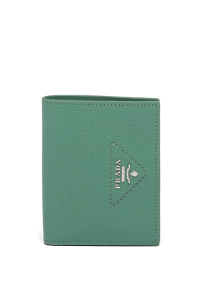 Prada small logo-plaque leather wallet - Green