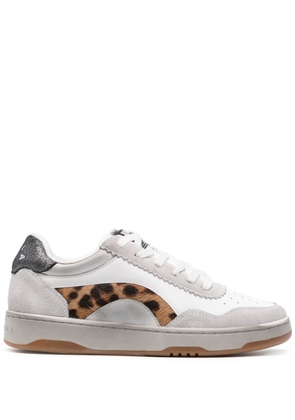 Bimba y Lola leopard-print panelled sneakers - White