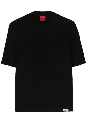 HUGO panelled knitted T-shirt - Black