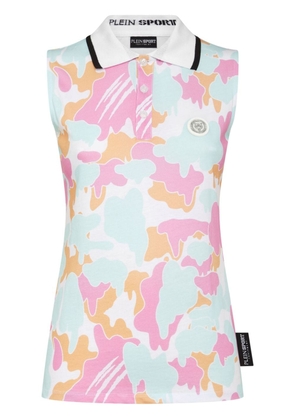Plein Sport camouflage-print sleeveless polo shirt - Pink