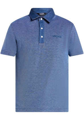 Versace logo-embroidered cotton polo shirt - Blue