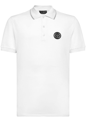 Plein Sport tiger-print cotton polo shirt - White