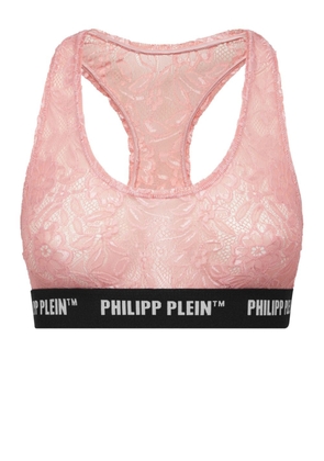 Philipp Plein logo-band lace racerback bralette - Pink