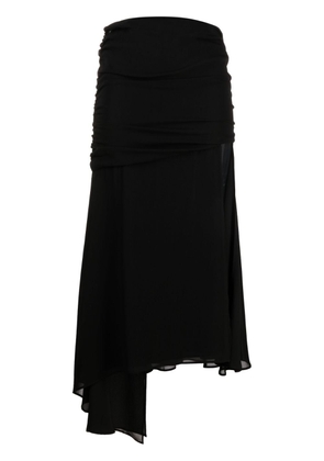 THE ANDAMANE asymmetric draped midi skirt - Black