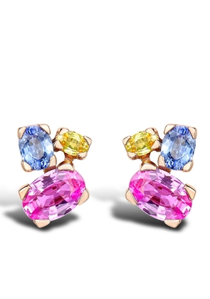 Pragnell 18kt rose gold sapphire Rainbow stud earrings - Pink