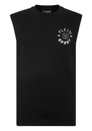 Plein Sport logo-print cotton tank top - Black
