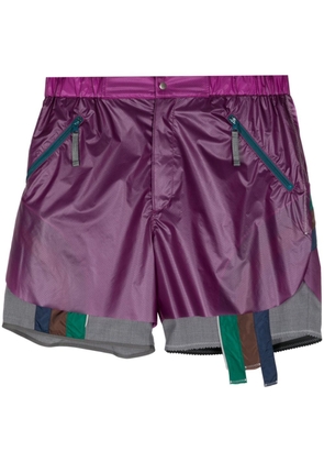 Kolor colour-block panelled shorts - Purple