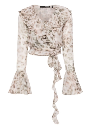 ROTATE BIRGER CHRISTENSEN leopard-print cropped blouse - Neutrals