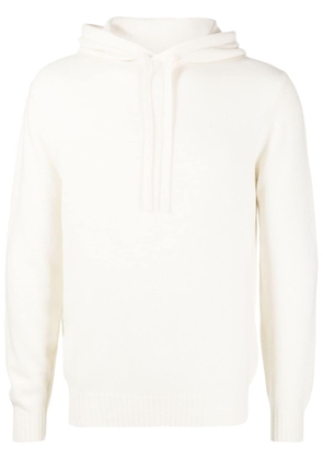 Cruciani long-sleeve fine-knit hoodie - Neutrals