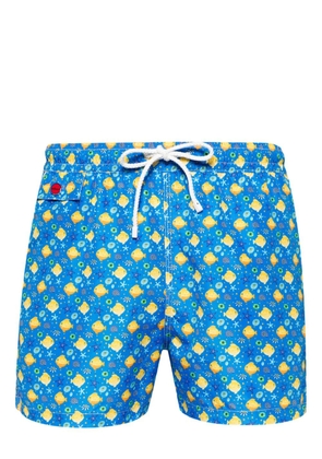 Kiton fish-print swim shorts - Blue