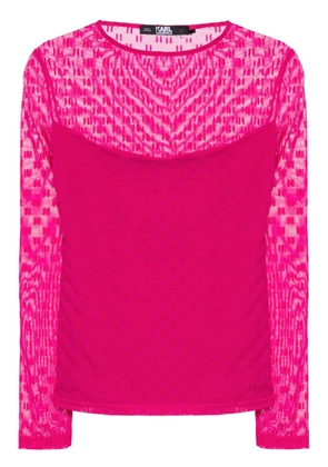 Karl Lagerfeld monogram semi-sheer top - Pink