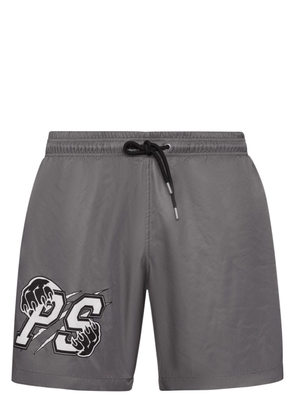 Plein Sport logo-print swim shorts - Grey