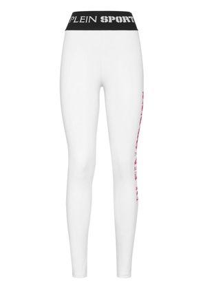 Plein Sport logo-print performance leggings - White