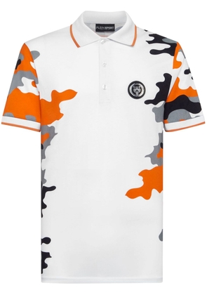 Plein Sport camouflage-print cotton polo shirt - White