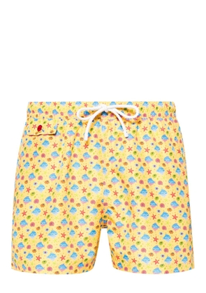 Kiton fish-print swim shorts - Yellow