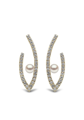 Yoko London 18kt yellow gold Sleek Akoya pearl and diamond earrings