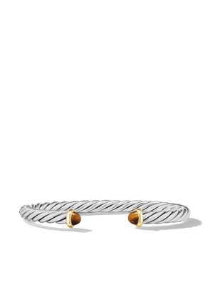 David Yurman sterling silver and 14kt yellow gold Modern Cable tiger eye cuff