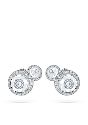 David Morris 18kt white gold diamond Rose Cut Forever Double Disc earrings